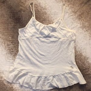 Abercrombie White Ruffle Spaghetti Strap Shirt